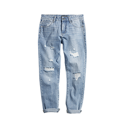 太平鸟 猫须破洞牛仔裤