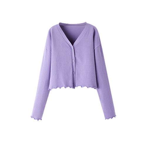 乐町 可爱花边短开衫