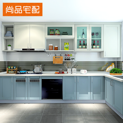 尚品宅配浅蓝石英石台面整体橱柜