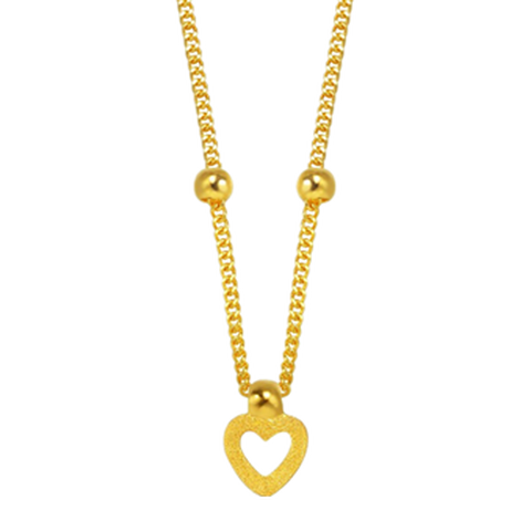 周生生足金心型项链