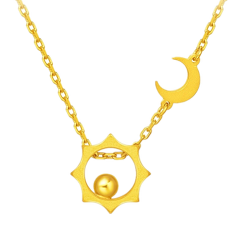 周大福太阳月亮项链