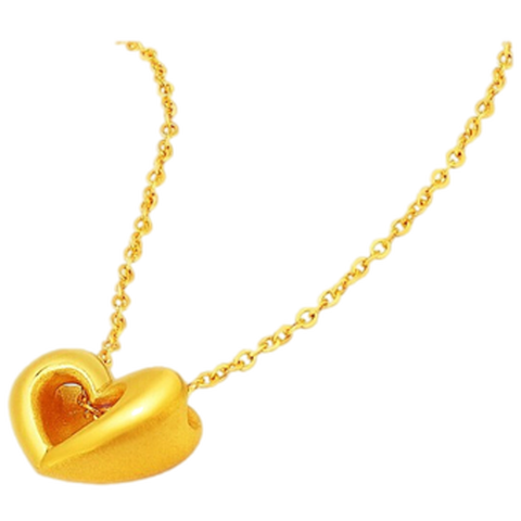 老庙心形黄金项链