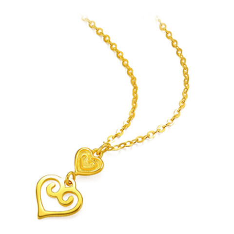 周六福 爱心黄金项链