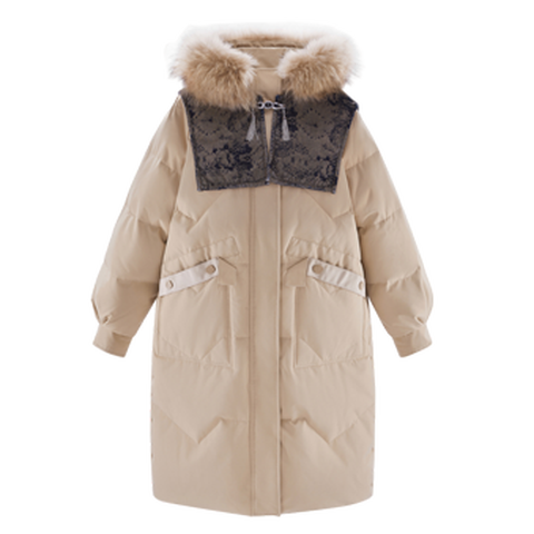 太平鸟长款披肩羽绒服