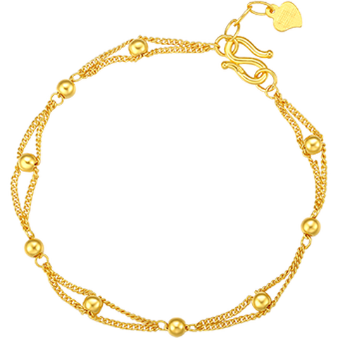 周大生 足金光珠手链