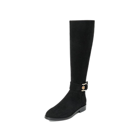 思加图 圆头绒毛长靴子