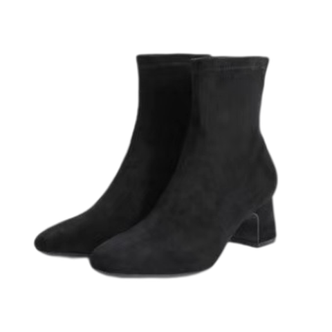 百丽粗跟弹力靴