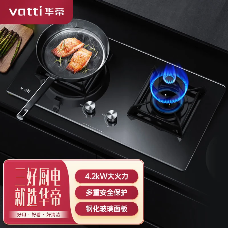 华帝（VATTI）B8204B 燃气灶液化气 双灶具 台式灶嵌入式 4.2kW猛火家用 钢化玻璃（液