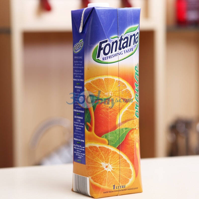 塞浦路斯进口 芳塔娜(fontana)橙汁1l*4瓶 整箱