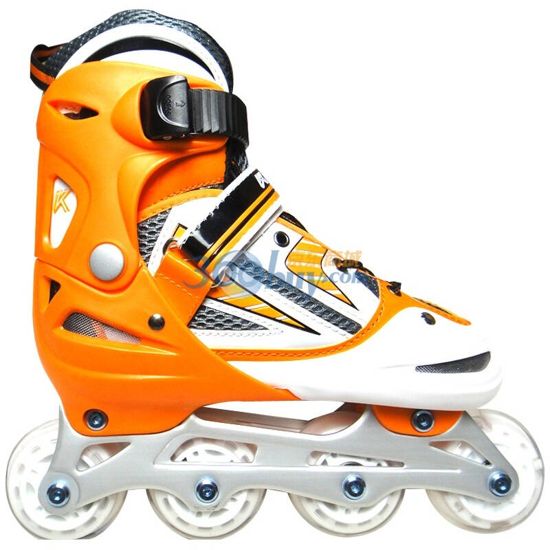科牌可调伸缩轮滑鞋 旱冰鞋 溜冰鞋f1-v2橙色s号