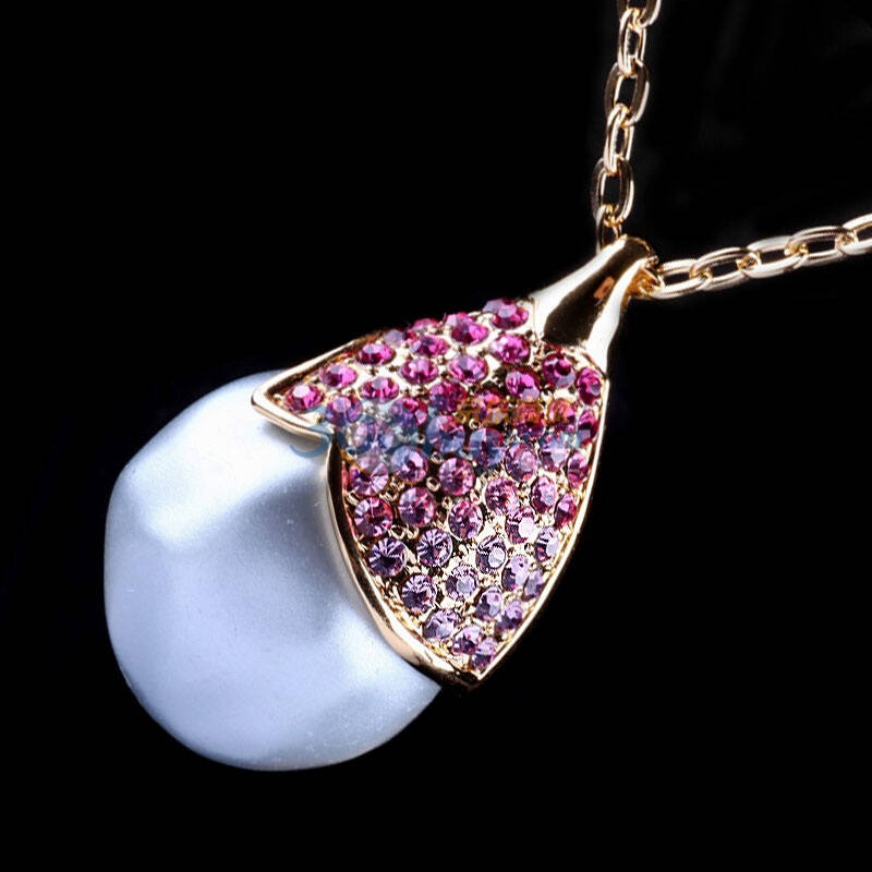 法国idee艺术首饰水滴形奢华珍珠吊坠项链毛衣链254400n