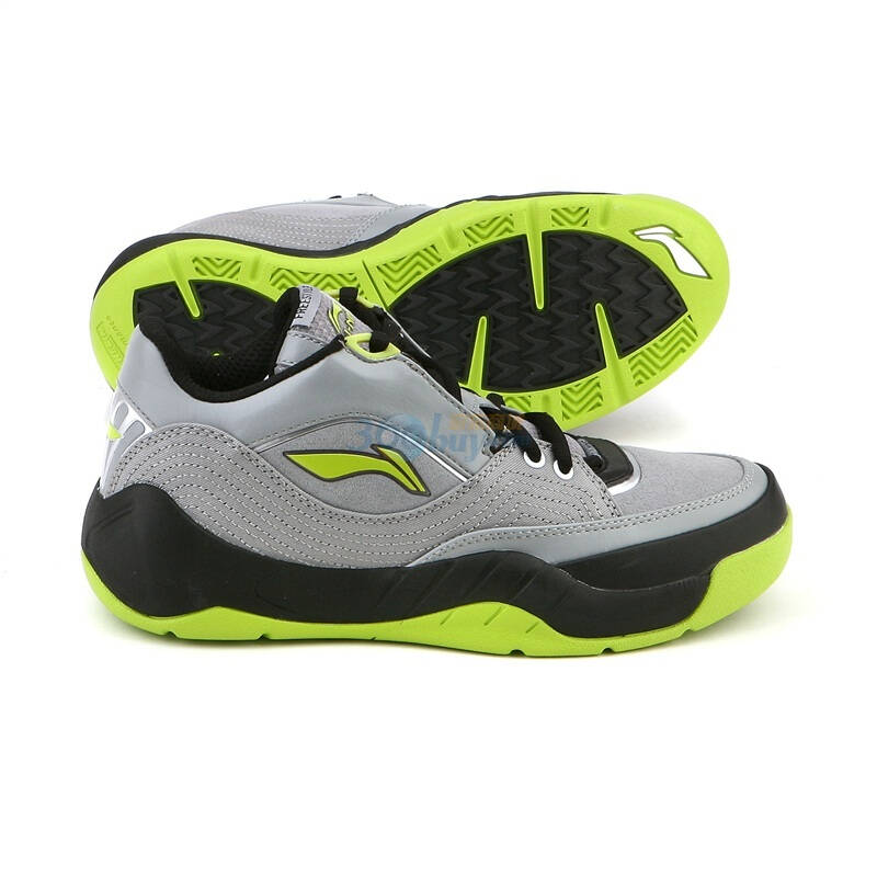 李宁li-ning男式篮球系列篮球外场鞋abfe019-4黑/冷灰8c/柠檬绿6.