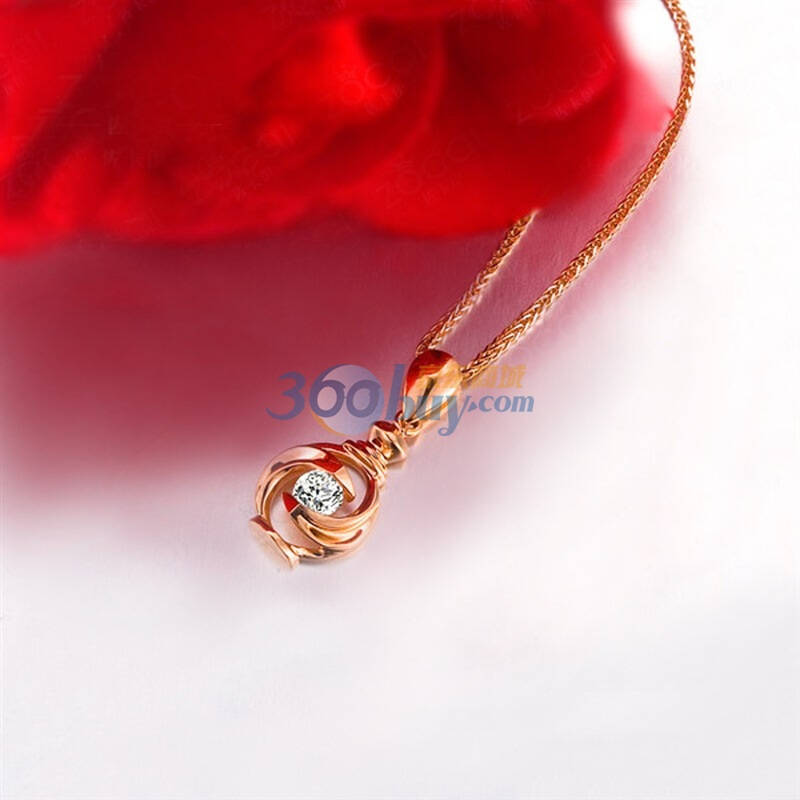 zocai佐卡伊8分18k玫瑰金吊坠守护爱情