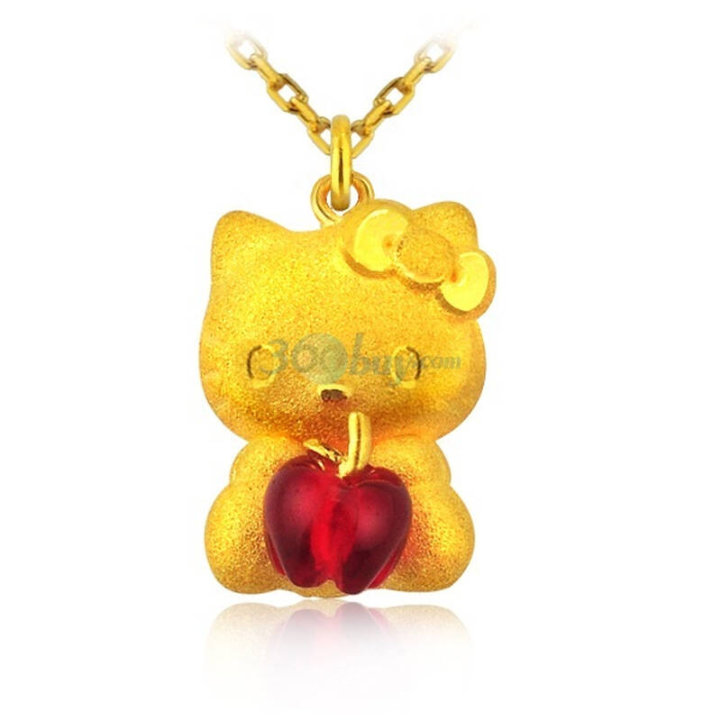 周生生 hello kitty抱苹果吊坠 京东自营