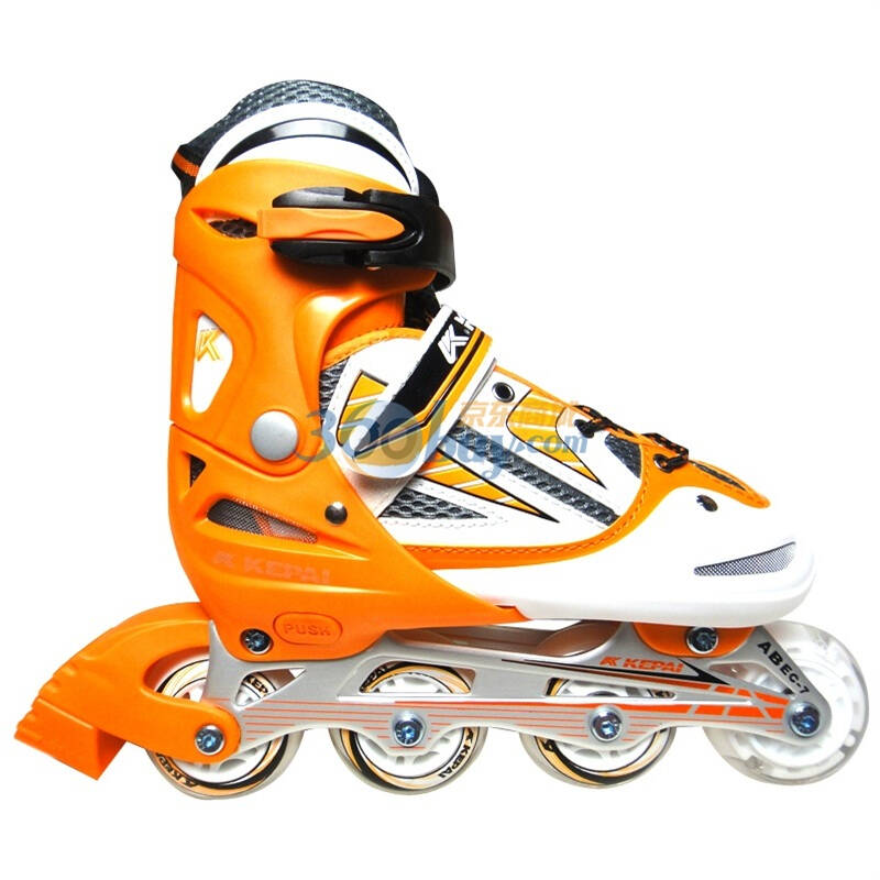 科牌可调伸缩轮滑鞋 旱冰鞋 溜冰鞋f1-v2橙色m号