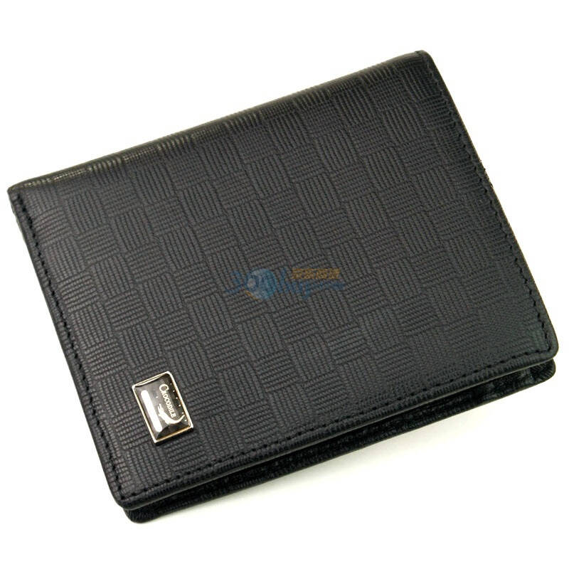 crocodile鳄鱼恤男式牛皮短款钱包336lg3黑色