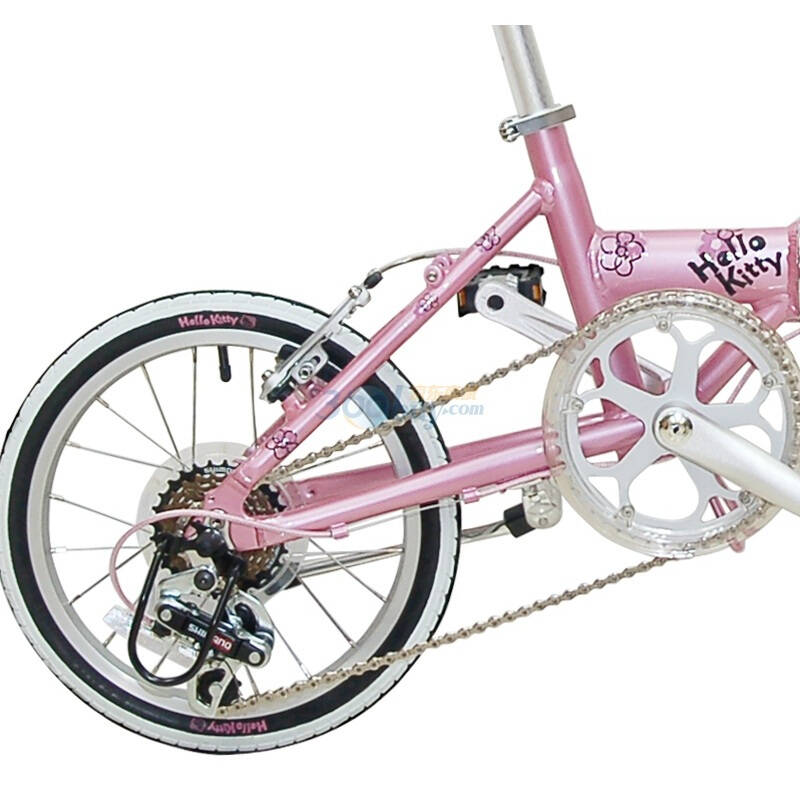 hello kitty 16寸手绘风6速自行车 折叠车 粉