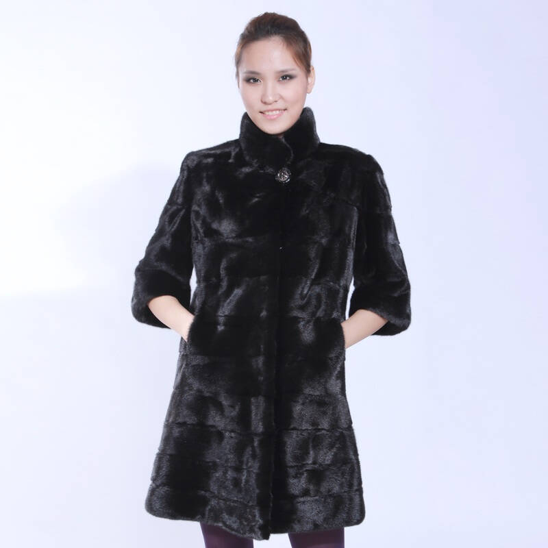 西曼冬装长款黑色水貂女装eaa01 黑色 m