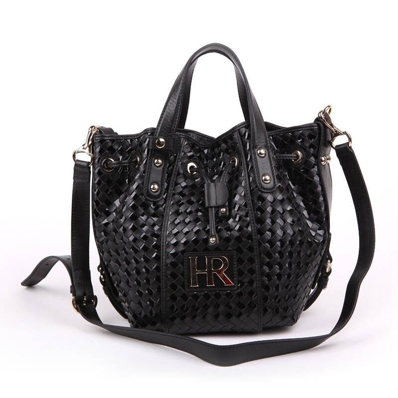 hr赫莲娜牛皮编织女士手提单肩包h2351-03582a1黑色