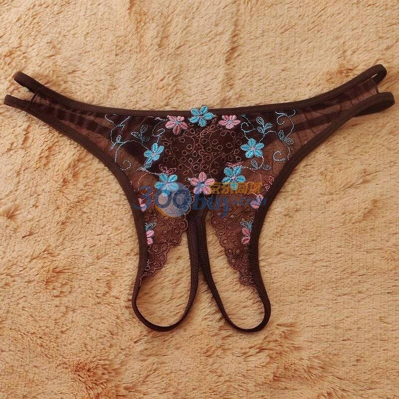 欧姿丽雅ochiria 甜谧香榭 精致蕾丝缇花性感开裆丁字裤1313(香艳咖)