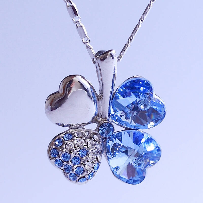 芙晶坊 奥地利水晶-幸福四叶草吊坠(多种颜色可选) 藕荷紫