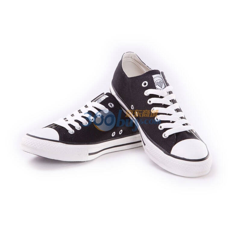 康威 新款个性帆布鞋 低帮英伦风帆布鞋 简约女款硫化鞋440810 黑色