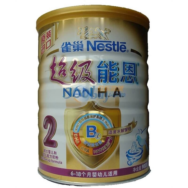 雀巢超级能恩2段较大婴儿配方奶粉900g*6听整箱