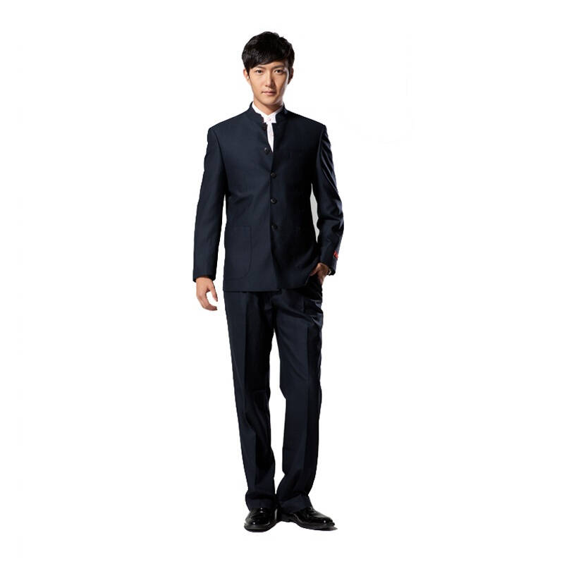 seven brand柒牌男装秋冬新款男士中华立领西装套装中山装77c1972 a版