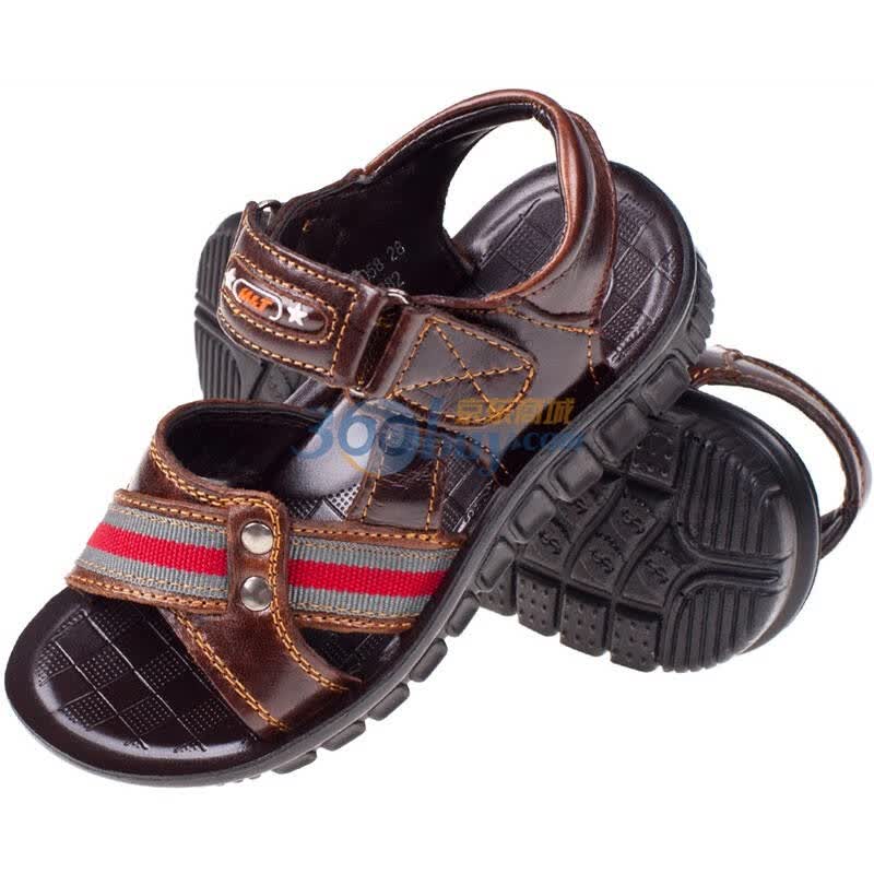 牧童(mutong)wd31 儿童 男童凉鞋牛皮沙滩鞋 大小码(大) 褐色 40