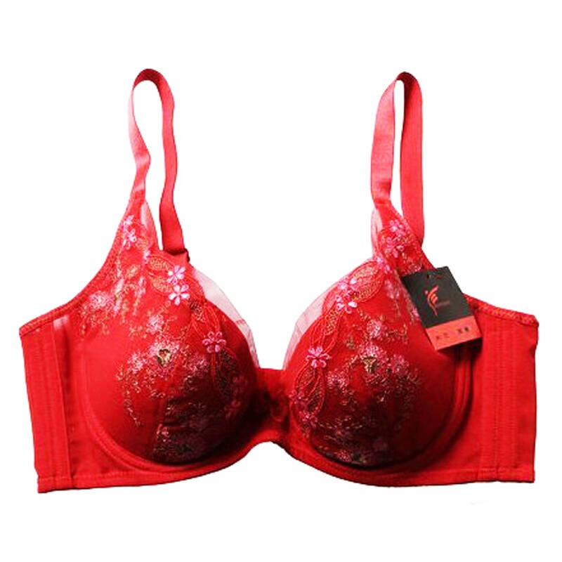 yaman 米兰雅曼古典中国风刺绣大红文胸7938 红色 80b