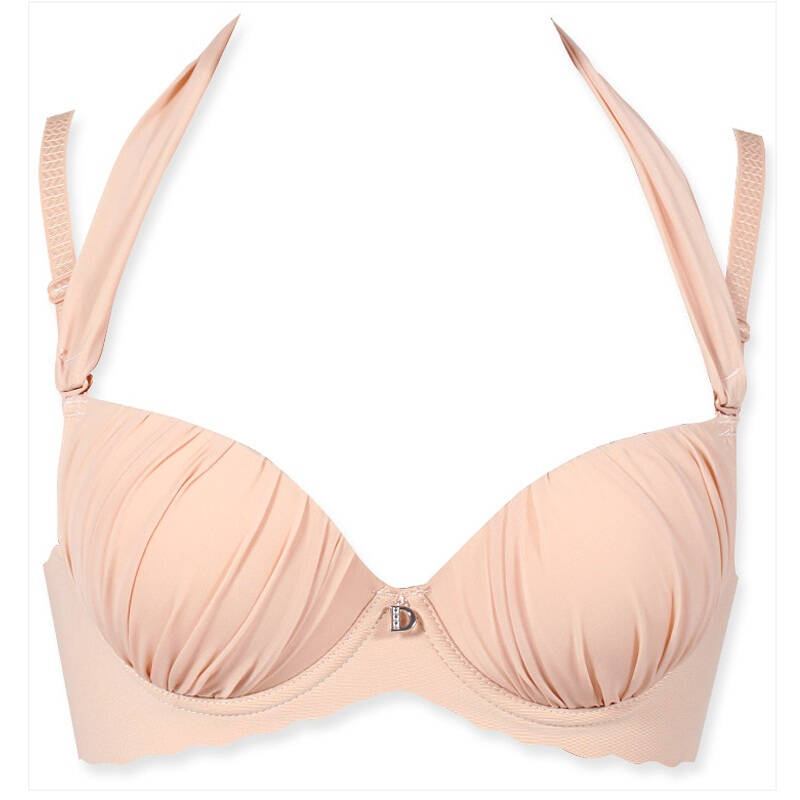 荻荻didi无痕双肩带绑脖子多穿法聚拢性感文胸a20311 肉色 b80