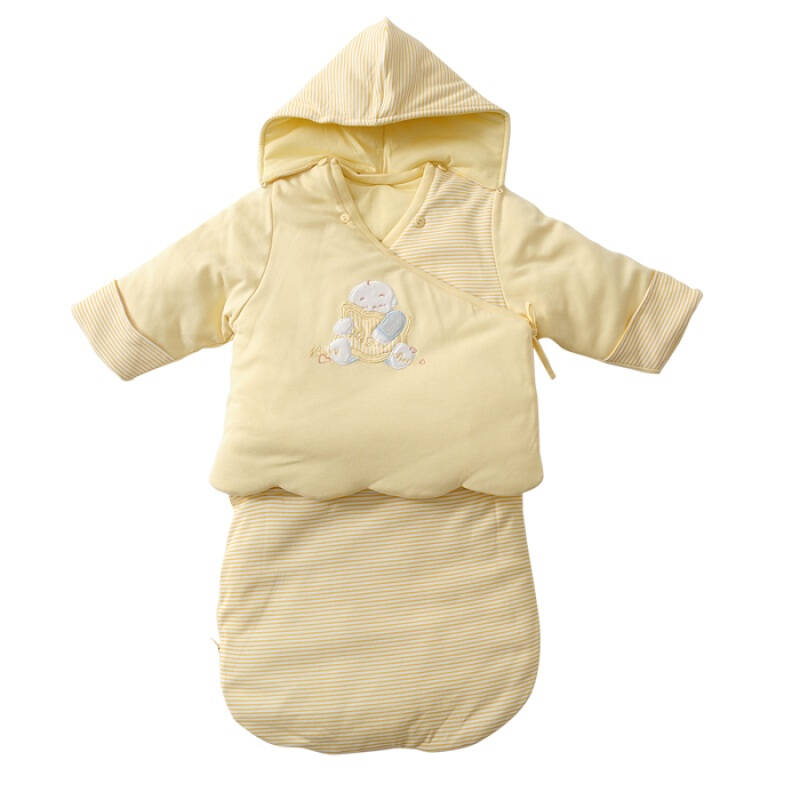 英氏yeehoo 宝宝床品 纯棉针织可拆分功能睡袋 bz19783-30-4 鹅黄色