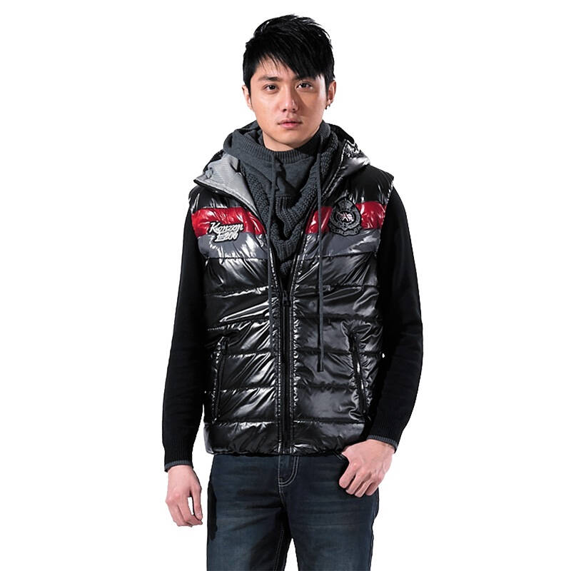 konzen空间/自由空间 新款男装带帽马甲11318201 黑色96 175/92(l)