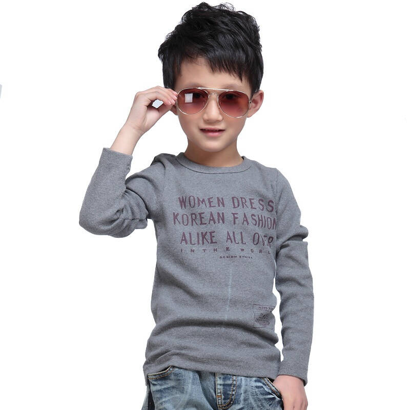 小虎宝儿童装 韩版纯色 男童长袖t恤 儿童打底衫 2012春装新款tc0188