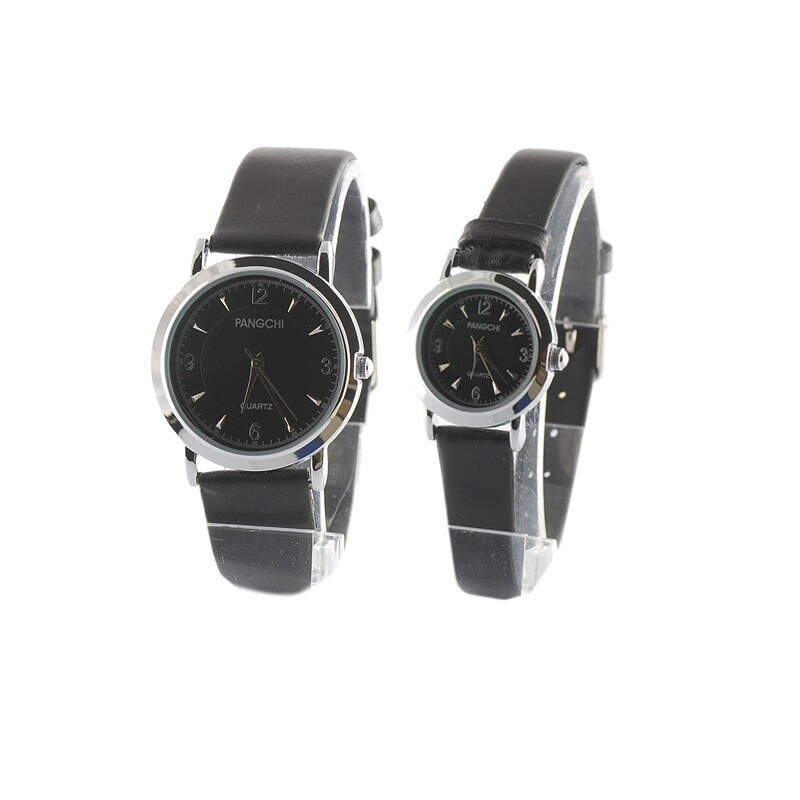 鹏志pangchi 精细刻度皮表带情侣对表2075 一对黑