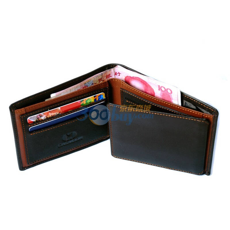 卡门calmoon简约棕色真皮商务2折牛皮男士钱包钱夹531