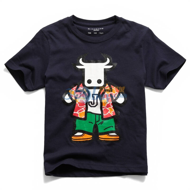 giordano佐丹奴童装 t恤 男夏日小牛t恤 95081001 天蓝色 140码