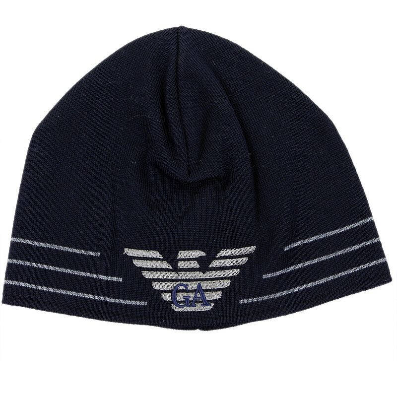 armani阿玛尼男式深蓝色羊毛材质帽子627184