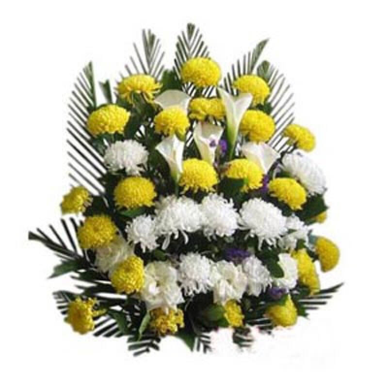 鲜花快递 哀思鲜花 白菊,黄菊 f2995