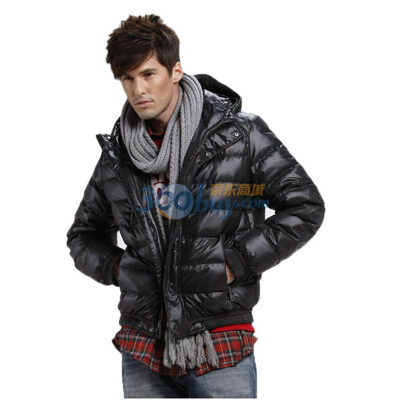 雪伦(sharon) 经典休闲款 窄格双下摆轻薄 男士羽绒服 60611 94m深灰