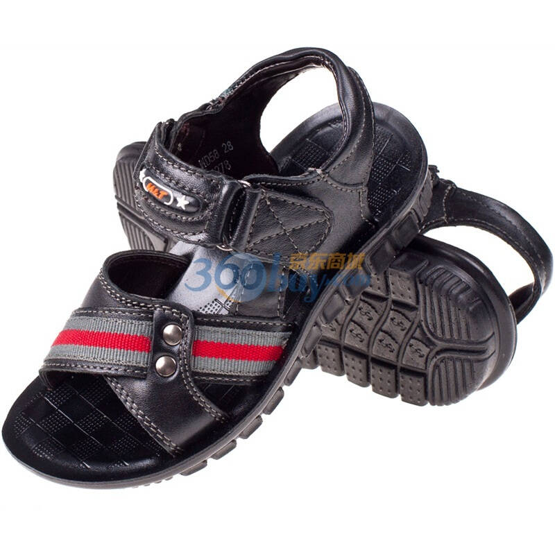 牧童(mutong)wd12儿童牛皮童鞋 男童凉鞋 黑色 34