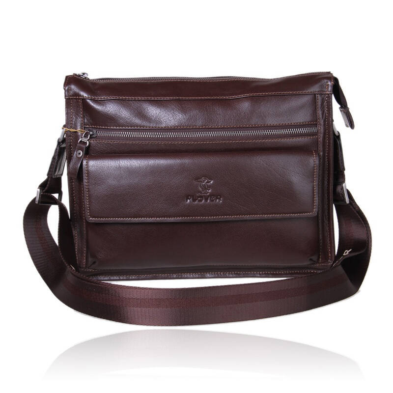 啄木鸟plover牛皮男士单肩斜挎包男包91000370-3 咖啡色 单肩斜挎包
