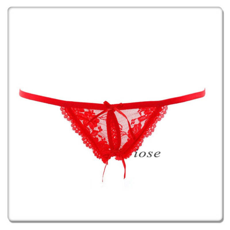 23001 花之物语红色蕾丝开裆丁字裤 红色 均码
