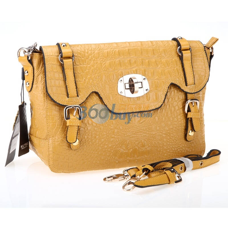 tpolo巴黎梦系列印花牛皮优雅复古名媛糖果色女包92872a黄色