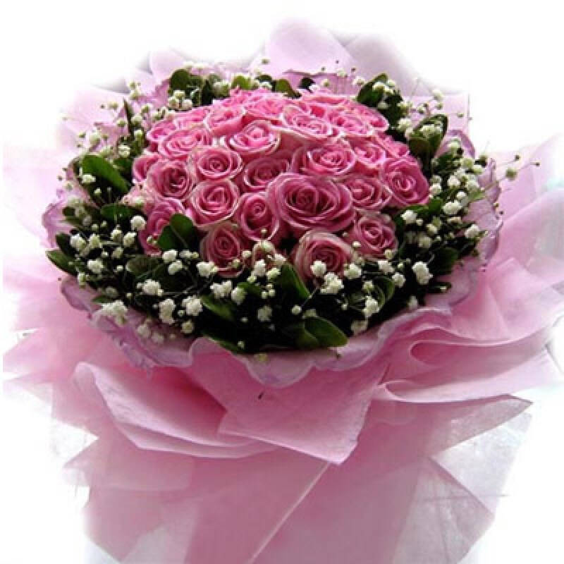 花集 鲜花 33枝水蜜桃玫瑰 粉红色的回忆 圣诞节期间