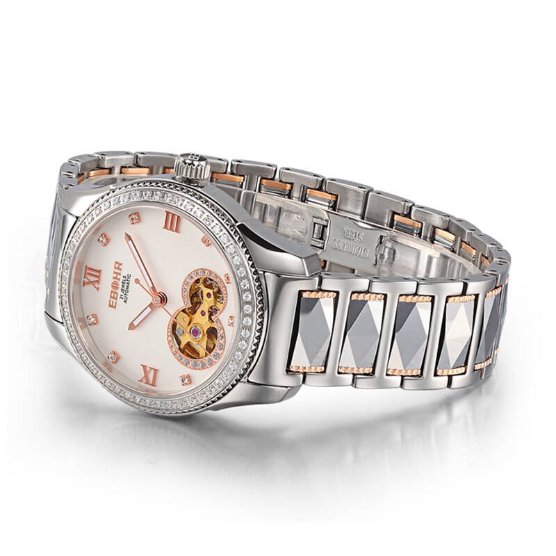 依波表ebohr机械系列商务风格女士白面自动机械腕表07053467