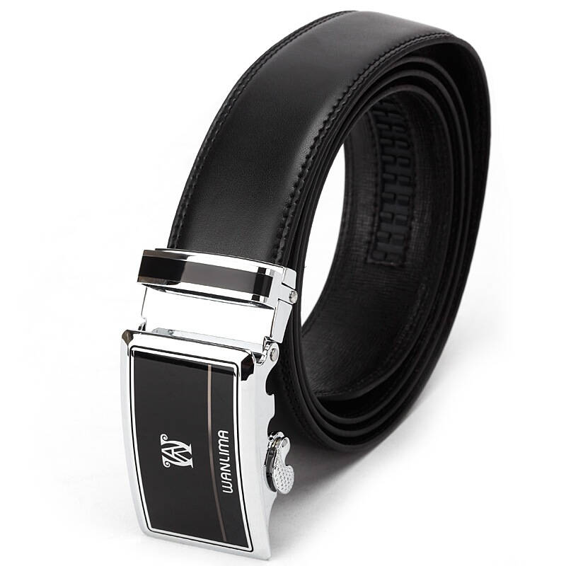 万里马wanlima 男士商务自动扣牛皮皮带 21643300050黑色