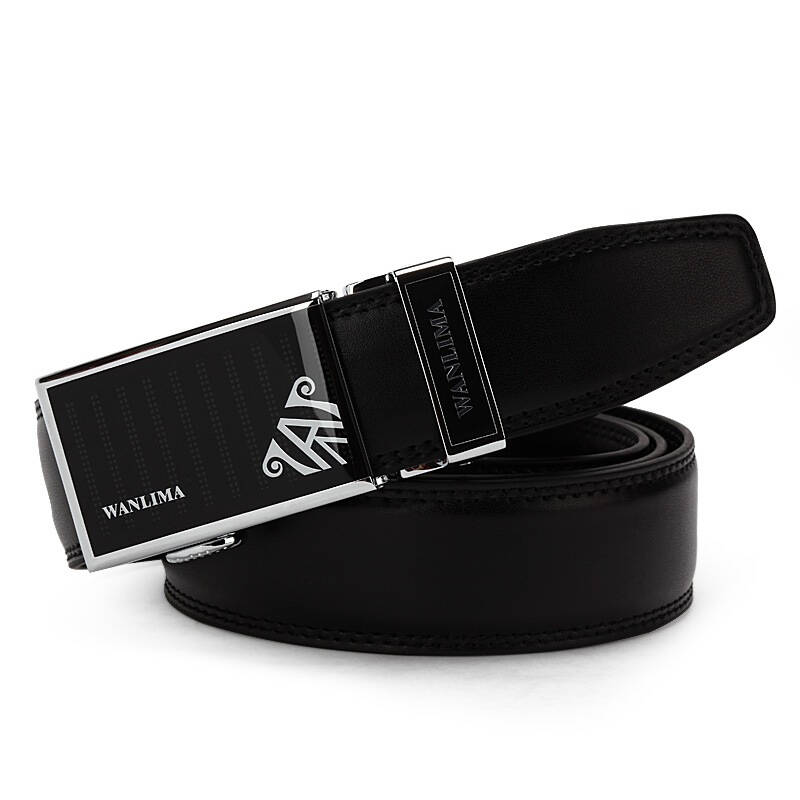 万里马wanlima男士商务牛皮自动扣腰带21633300034黑色 京东自营