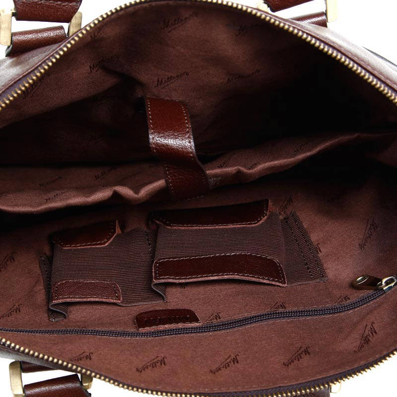 米莱恩milry头层牛皮咖啡色拎挎两用时尚商务包p0079-2 褐色 横款