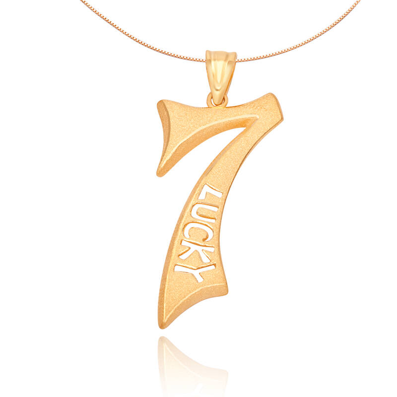 千金一诺 千足金饰品 黄金吊坠 幸运数字7 送老婆礼物 女款吊坠